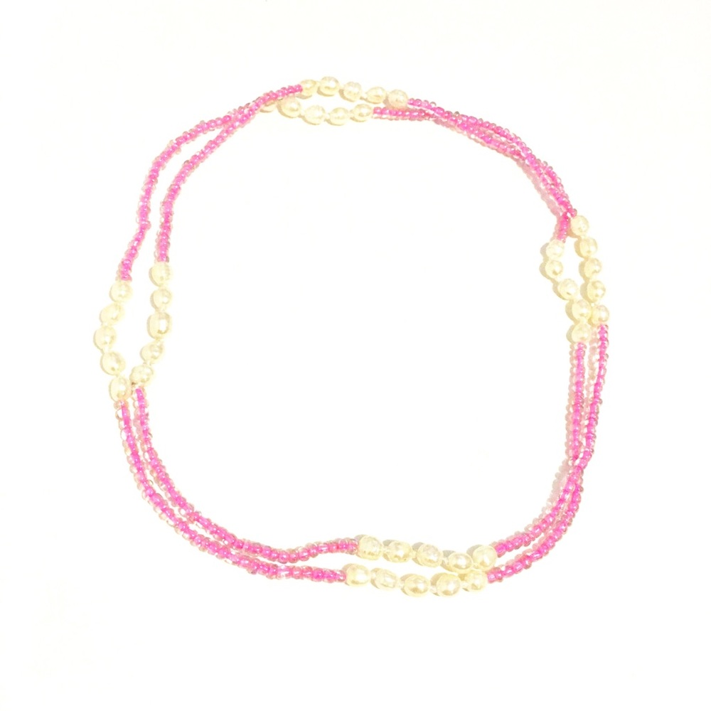 Real Freshwater pearl & pink beaded necklace